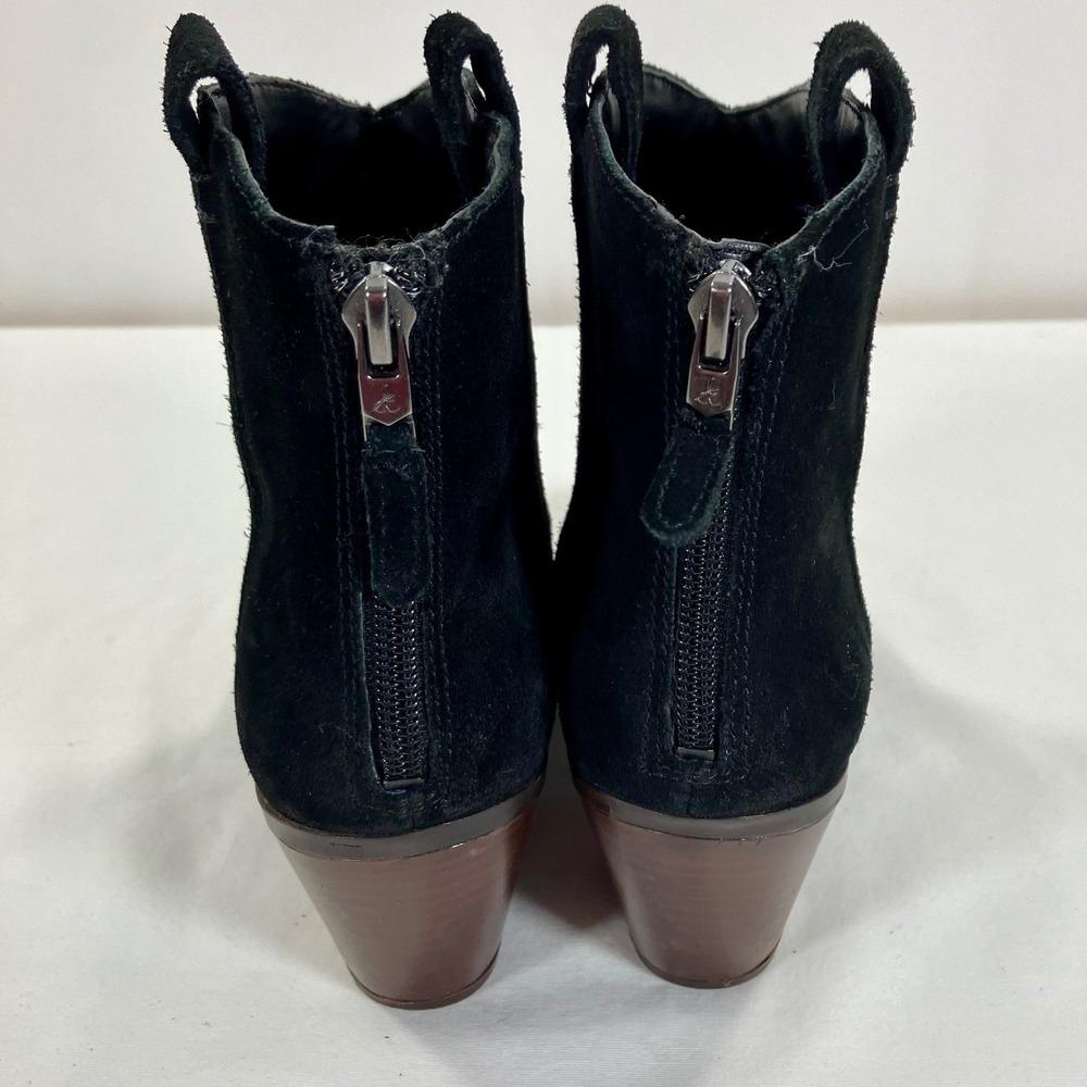 Sam Edelman Ankle Boots Black Suede Western Block Heel Zip Booties Womens Sz 7.5 - Picture 5 of 10